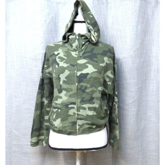 Monrow Women’s Urban Zip Up Cropped Hoodie in Light Olive, S - Picture 4 of 11